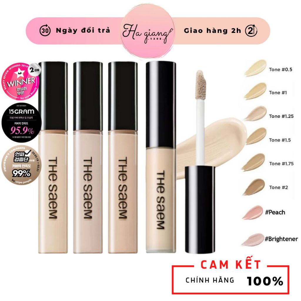 Kem che khuyết điểm The Saem Cover Perfection Tip Concealer Spf28 PA++ (6.5g) - Che khuyết điểm