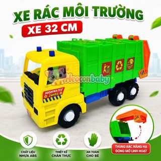 Đồ Chơi Xe Thu Gôm Rác Môi Trường Cho Bé - Xe Rác Mô Hình Cỡ Lớn 32cm