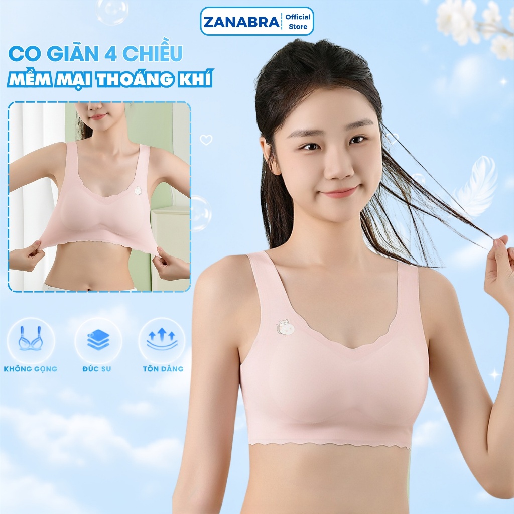 Áo ngực nữ học sinh su mút mỏng mềm mịn - Áo lá màu sắc pastel nhẹ nhàng, thoải mái ZANABRA  A741