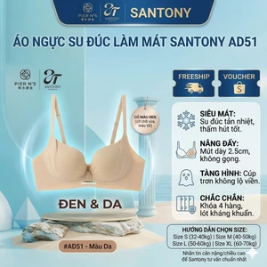 Áo Ngực Su Đúc Làm Mát Santony AD51 - Mút Dày 2.5cm Nâng Đẩy, Cúp Trơn Không Gọng