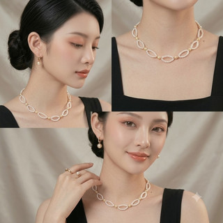 [ DAISYN ] N985 vòng cổ ngọc trai đan xinh xắn , dây chuyền ngọc trai nhân tạo , chuỗi hạt ngọc
