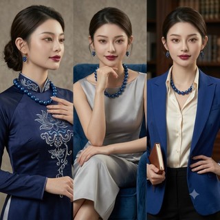 [ DAISYN ] N1002 vòng cổ ngọc trai xanh coban 6li đến 14li ôm cổ , dây chuyền ngọc trai nhân tạo , chuỗi hạt ngọc
