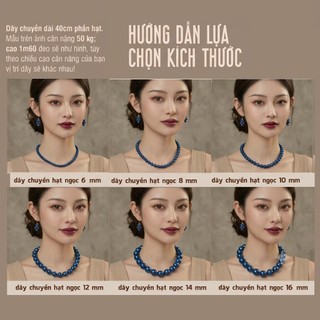 [ DAISYN ] N1002 vòng cổ ngọc trai xanh coban 6li đến 14li ôm cổ , dây chuyền ngọc trai nhân tạo , chuỗi hạt ngọc