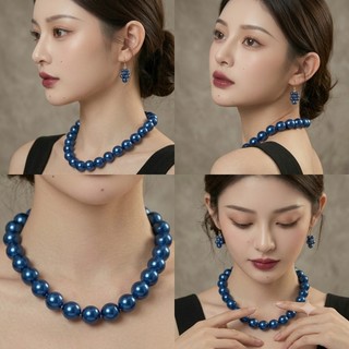 [ DAISYN ] N1002 vòng cổ ngọc trai xanh coban 6li đến 14li ôm cổ , dây chuyền ngọc trai nhân tạo , chuỗi hạt ngọc
