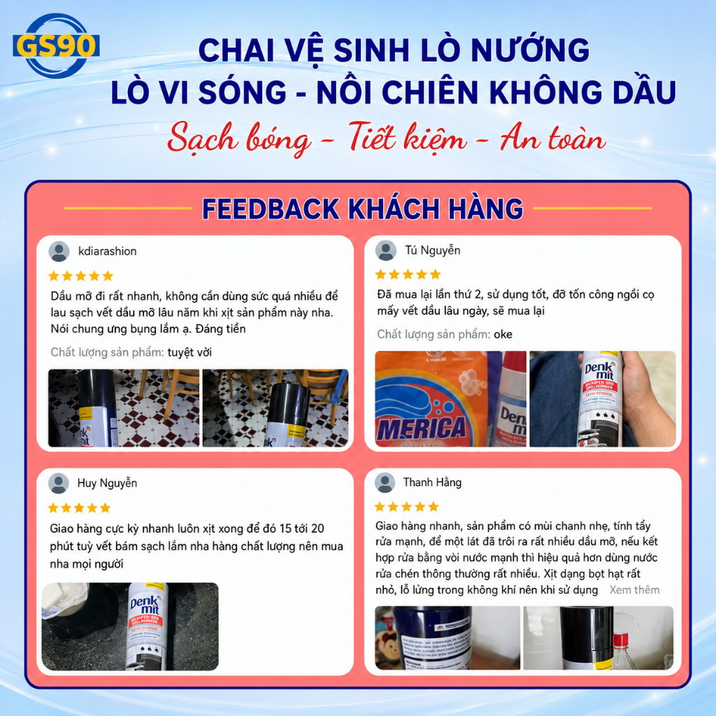 Chai Xịt Lò Nướng Lò Vi Sóng Đa Năng Denkmit 500ml Tẩy Dầu Mỡ Khử Mùi Bếp Từ Hàng Nhập Khẩu Đức