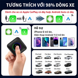 Carlinkit 8+128GB Apple Carplay Android Auto Box Bộ chuyển đổi Carplay có dây sang không dây Ai Box Android 13 bộ nhớ