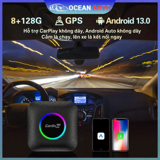 Carlinkit 8+128GB Apple Carplay Android Auto Box Bộ chuyển đổi Carplay có dây sang không dây Ai Box Android 13 bộ nhớ