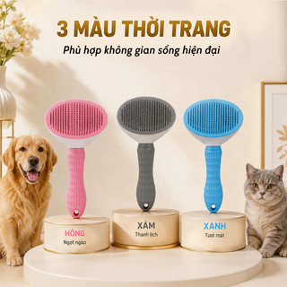 Lược chải lông chó mèo Loại Bỏ Lông Rụng Hiệu Quả, Đầu Kim Tròn Massage Êm Ái Cho Chó Mèo