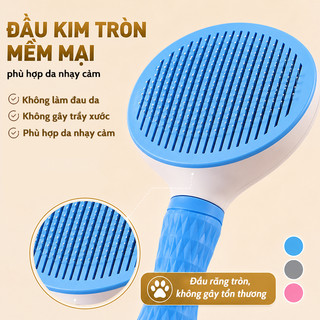 Lược chải lông chó mèo Loại Bỏ Lông Rụng Hiệu Quả, Đầu Kim Tròn Massage Êm Ái Cho Chó Mèo