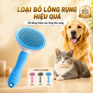 Lược chải lông chó mèo Loại Bỏ Lông Rụng Hiệu Quả, Đầu Kim Tròn Massage Êm Ái Cho Chó Mèo