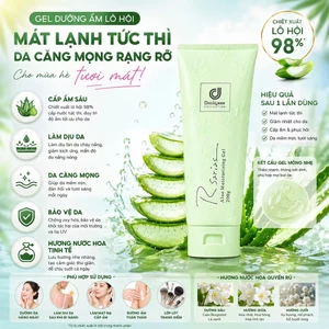 Gel lô hội Rsarias 99% – Làm mát tức thì, dưỡng ẩm sâu, hương thơm cao cấp, giúp làn da căng mọng và ẩm mượt suốt cảngày