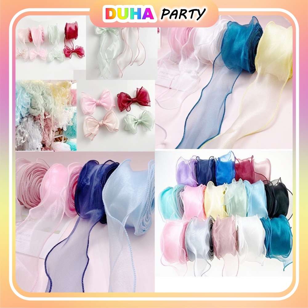 Combo 10 Cuộn ruy băng voan sóng không lõi 4cm dài 9m trang trí bó hoa, hộp quà DUHA 063