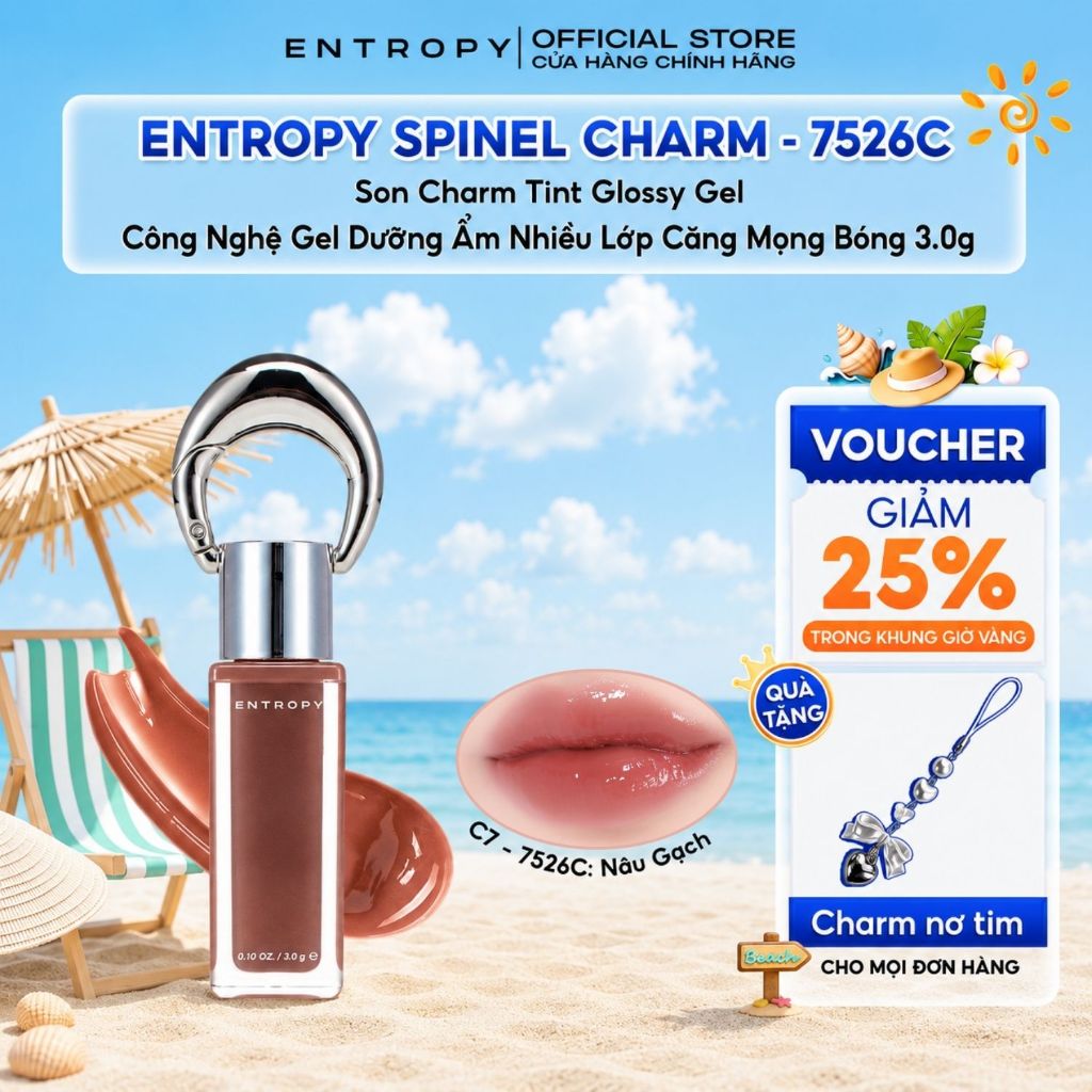ENTROPY Spinel Charm- 7526C Son Charm Tint Glossy Gel Công Nghệ Gel Dưỡng Ẩm Nhiều Lớp Căng Mọng Bóng Như Makeup 3g