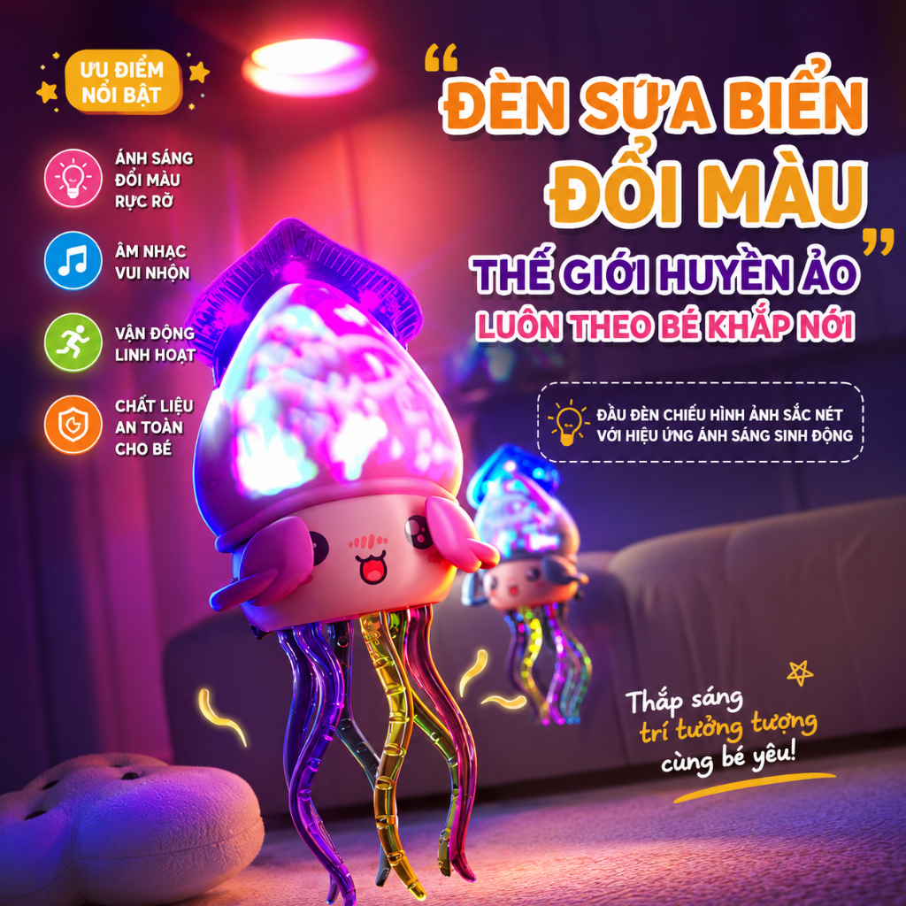 Đồ Chơi Bạch Tuộc Nhảy Múa Ú Òa Có Nhạc Và Đèn LED, Bạch Tuộc Điện Tự Di Chuyển Phát Sáng Cho Bé