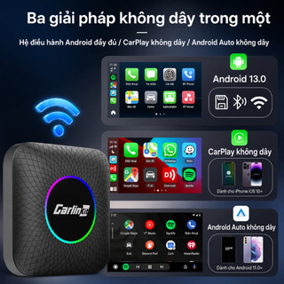 Carlinkit 8+128GB Apple Carplay Android Auto Box Bộ chuyển đổi Carplay có dây sang không dây Ai Box Android 13 bộ nhớ