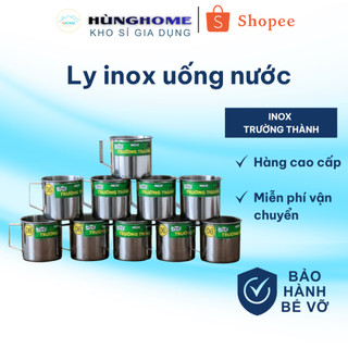 3 ca inox có quai cầm miệng 7cm, cao 6cm, cốc inox có quai cầm
