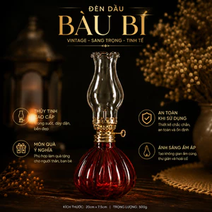 Đèn Trang Trí Bầu Bí Đỏ Ruby Thủy Tinh Cao Cấp 20cm Phong Cách Cổ Điển