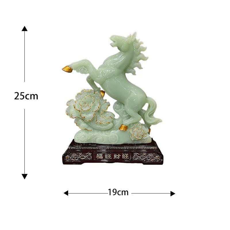 Tượng ngựa tài lộc màu xanh ngọc decor nhà cửa