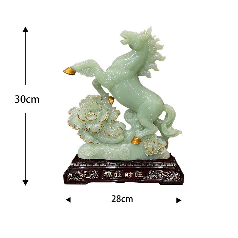 Tượng ngựa tài lộc màu xanh ngọc decor nhà cửa