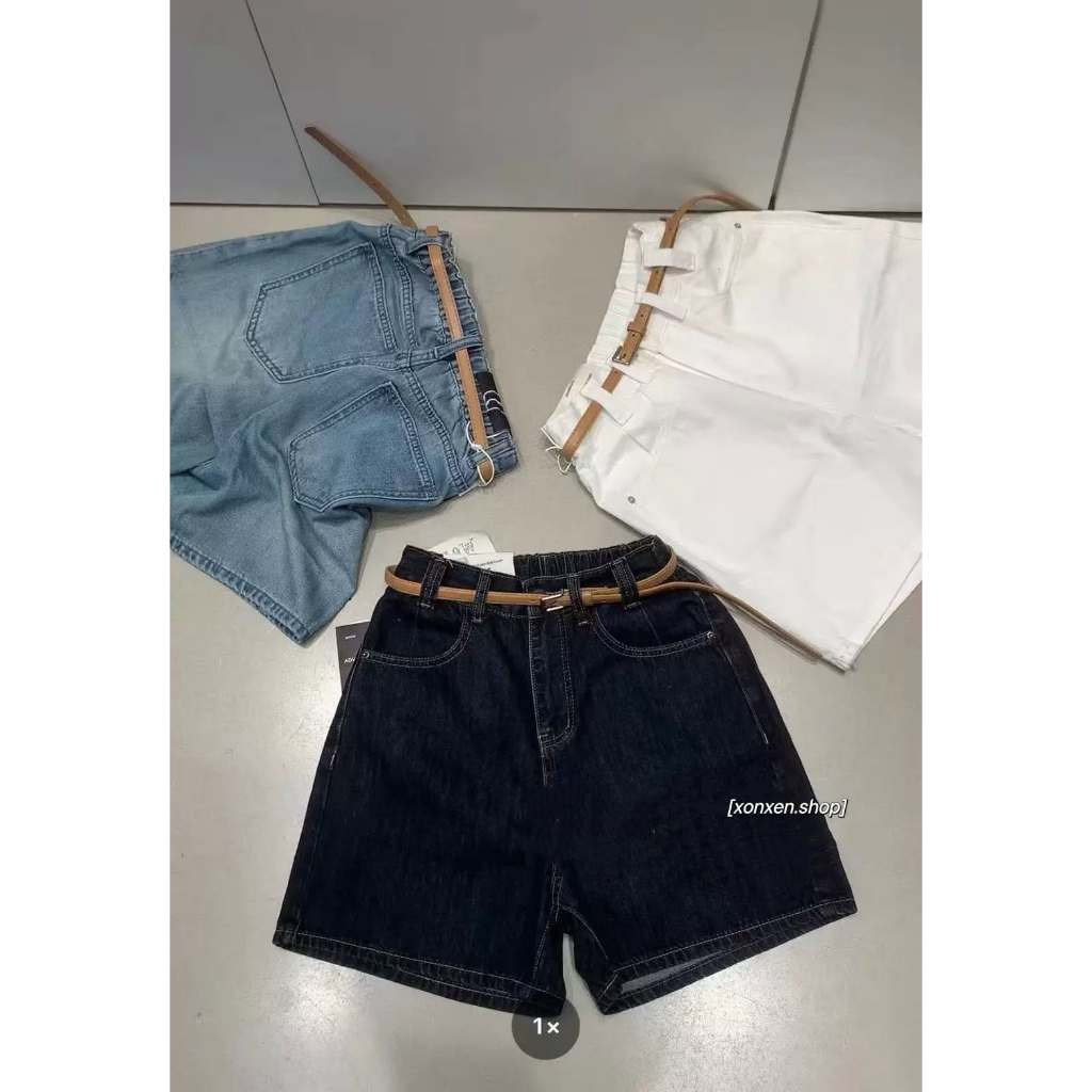 Quần Short jean S5.19 M6Y trơn đai đôi kèm nịt