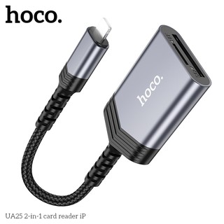 Đầu đọc thẻ nhớ SD / microSD Hoco UA25 cổng LaiNing, dùng cho các dòng điện thoại, Laptop (Xám)