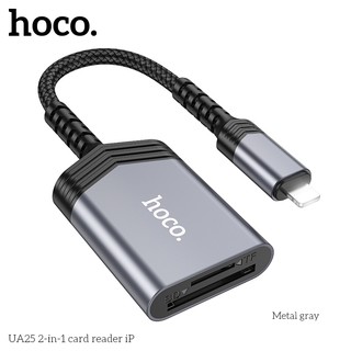 Đầu đọc thẻ nhớ SD / microSD Hoco UA25 cổng LaiNing, dùng cho các dòng điện thoại, Laptop (Xám)