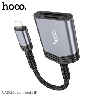Đầu đọc thẻ nhớ SD / microSD Hoco UA25 cổng LaiNing, dùng cho các dòng điện thoại, Laptop (Xám)