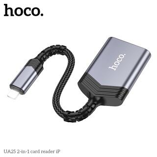Đầu đọc thẻ nhớ SD / microSD Hoco UA25 cổng LaiNing, dùng cho các dòng điện thoại, Laptop (Xám)