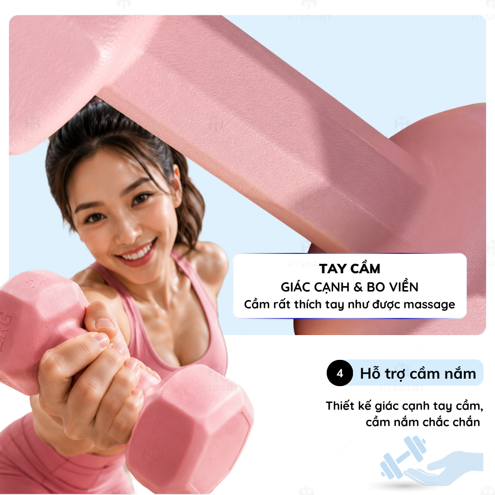 Bộ 2 Tạ Bọc Nhựa Cầm Tay 1kg - 6kg, Cặp Tạ Tập Gym Cao Cấp Dụng Cụ Thể Dục Kháng Lực Nam Nữ Tại Nhà