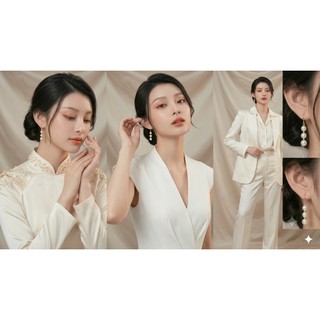 [ DAISYN ] N951 Bông tai nữ 3 hạt lớn ngọc trai nhân tạo  xinh xắn cho nữ