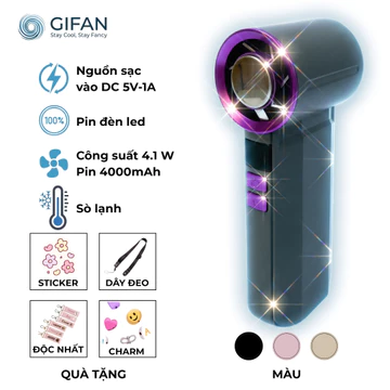 Quạt Mini Cầm Tay Lốc Xoáy GIFAN SL02 - Công Suất 12W Mạnh Mẽ, Thiết Kế Nhỏ Gọn Mang Đi Mọi Nơi