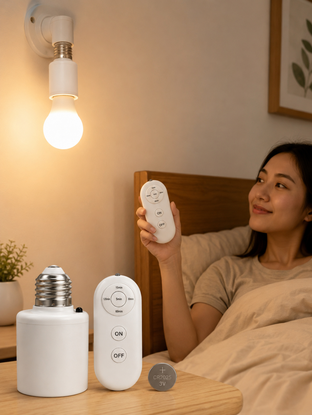 Đui Đèn Thông Minh E27 – Điều Khiển Từ Xa, Hẹn Giờ Tắt Đèn, Kèm Remote Có Pin K64 - ảnh 9
