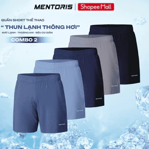 COMBO 2 Quần Short Thể Thao Nam MENTORIS, Vải Thun Lạnh Thông Hơi, Thoáng Mát, Siêu Co Giãn CB2MSR02
