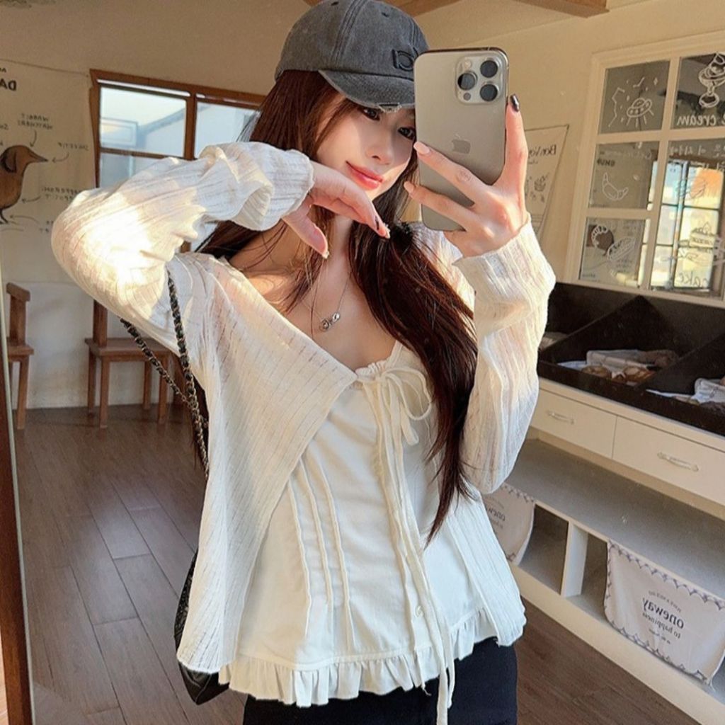 Áo cardigan dệt kim dài tay, áo khoác len mỏng nhẹ nhàng dành cho nữ QUINZY DK02