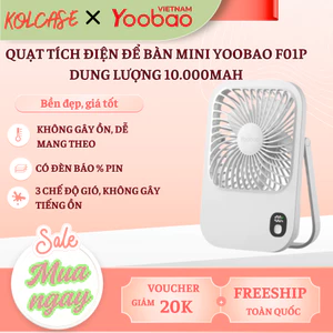 Quạt Tích Điện Để Bàn Mini Yoobao F01P 10000mAh – 3 Chế Độ Gió, Hiển Thị % Pin, Nhỏ Gọn Tiện Lợi