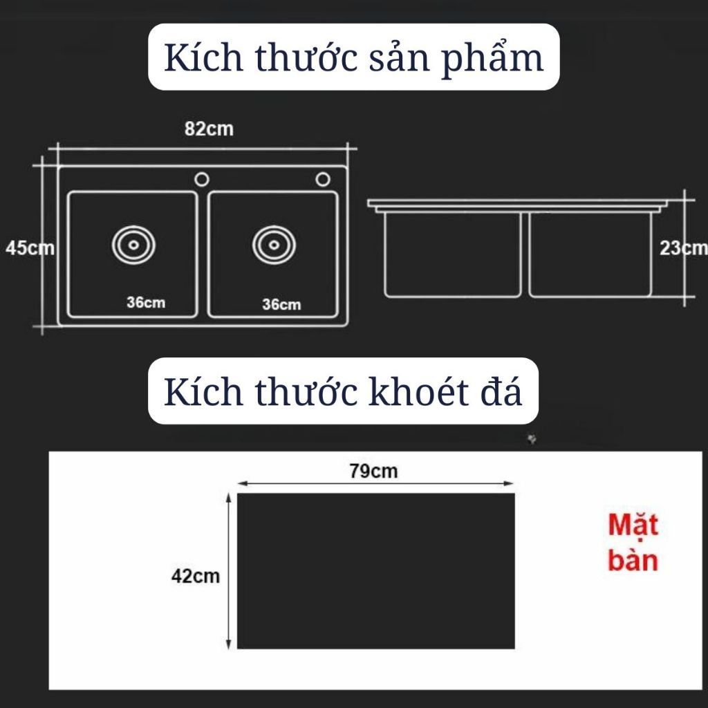 Chậu Rửa Bát 1 Hố Cao Cấp Bồn Rửa Chén 1 Ngăn Lớn Phủ Nano Tổ Ong Chống Xước