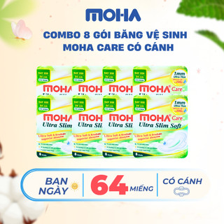 Combo 8 gói băng vệ sinh có cánh và băng vệ sinh không cánh MOHA plus 8 miếng/gói