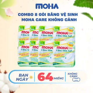 Combo 8 gói băng vệ sinh có cánh và băng vệ sinh không cánh MOHA plus 8 miếng/gói