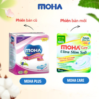 Băng vệ sinh có cánh và không cánh MOHA CARE 1gói/8 miếng kháng khuẩn không mùi hương