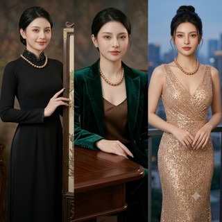 [ DAISYN ] N981 vòng cổ ngọc trai mix màu kem, dây chuyền ngọc trai nhân tạo , chuỗi hạt ngọc
