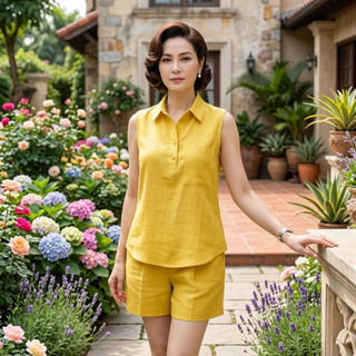 Set Thô Đũi Mềm Áo Ba Lỗ Cổ Bẻ Kèm Quần Đùi – Đồ Mặc Nhà Nữ Mát Mịn, Rộng Rãi, Thoải Mái, Form Đẹp - Anh Thư Shop (AT36)