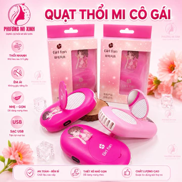 quạt có gương , quạt thổi mi, quạt sấy mi, quạt khô mi _quạt mini đi biển _ Dụng cụ nối mi _ Phụ liệu nối mi Mi Tâm