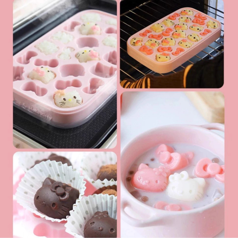 Khay Làm Đá Hello Kitty 24 Ô Có Hộp Đựng HOMIE, Khuôn Làm Thạch Pudding, Kẹo Dẻo Silicone An Toàn