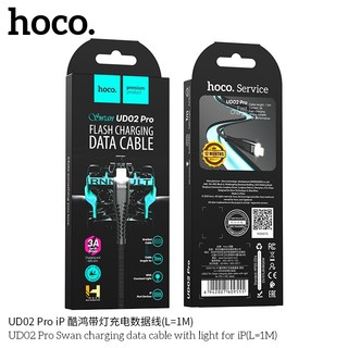Cáp sạc có Led và truyền Data Hoco UD02 Pro 3A dài 1M, cổng LaiNing (Đen)