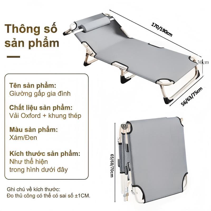 CONOCO Giường gấp ống tròn  dùng cho văn phòng ký túc xá phòng trọ gấp gọn tiện lợ