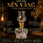 Đèn Dầu Thủy Tinh Nến Vàng Cổ Phong Cao Cấp - Đế Chạm Khắc Tinh Xảo, Phong Cách Vintage Trang Trí Bàn Thờ, Không Gian Tr