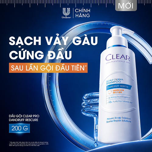 Dầu gội ngăn ngừa gàu nấm Clear Scalpceuticals Pro Dandruff Rescue 80G/200G