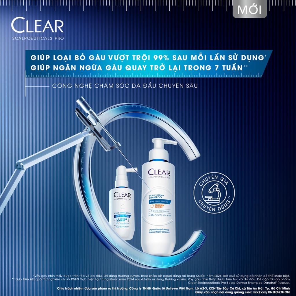 Dầu gội ngăn ngừa gàu nấm Clear Scalpceuticals Pro Dandruff Rescue 80G/200G