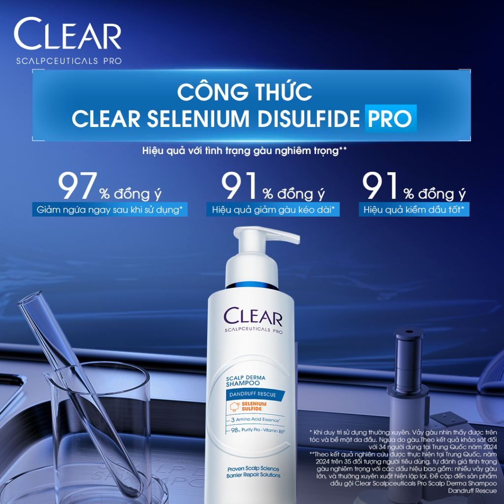 Dầu gội ngăn ngừa gàu nấm Clear Scalpceuticals Pro Dandruff Rescue 80G/200G