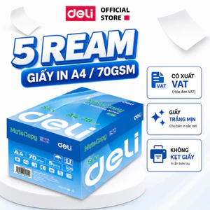 Thùng 5/10 Ream Giấy A4 Deli Giấy In Photo Copy 70gsm Chính Hãng Loại Dày Ream 500 Tờ Chống Lóa Mắt